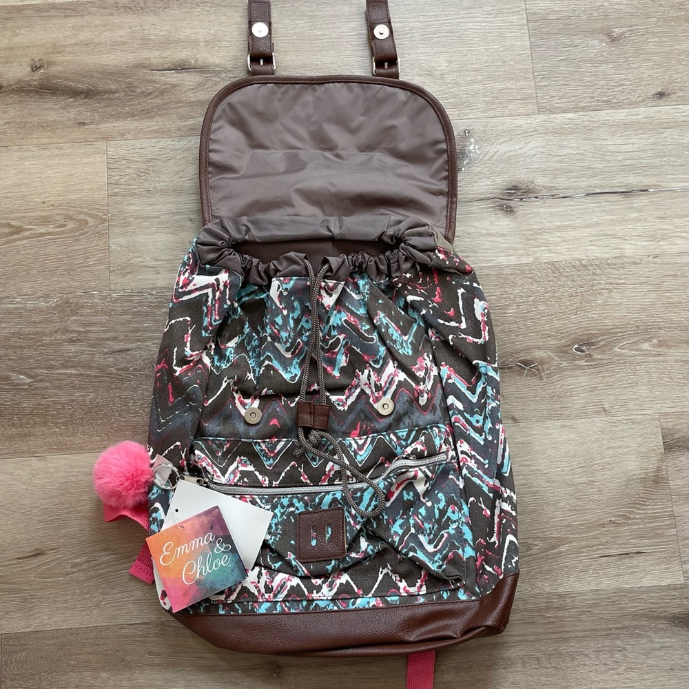 NWT Emma & Chloe Chevron Multicolor Backpack - Picture 8 of 10